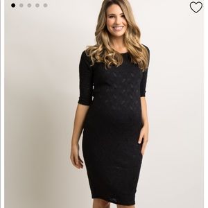 Maternity Pink Blush black lace dress.